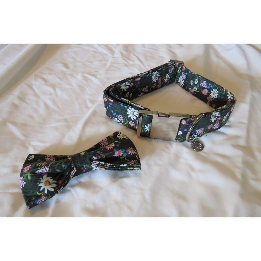 Dog Wong Cotton Floral Pet Collar and Bow Tie (Bin 3)
